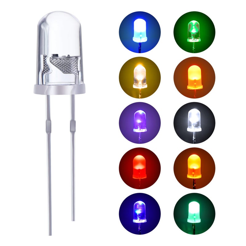 EBOOT 100 Pieces Clear LED Light Emitting Diodes Bulb LED Lamp, 5 mm(Multicolor) - Image 2